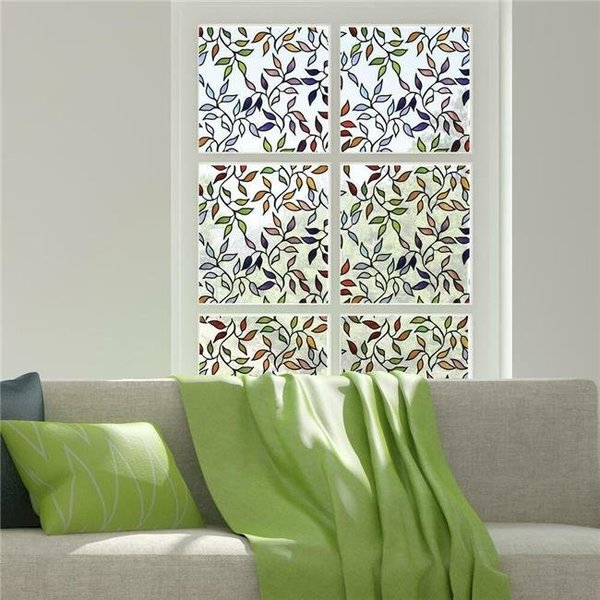 Roommates RoomMates WFM3905SLG 12.33 sq ft. Stained Glass Leaves Window Film - 24 in. x 74 in. WFM3905SLG